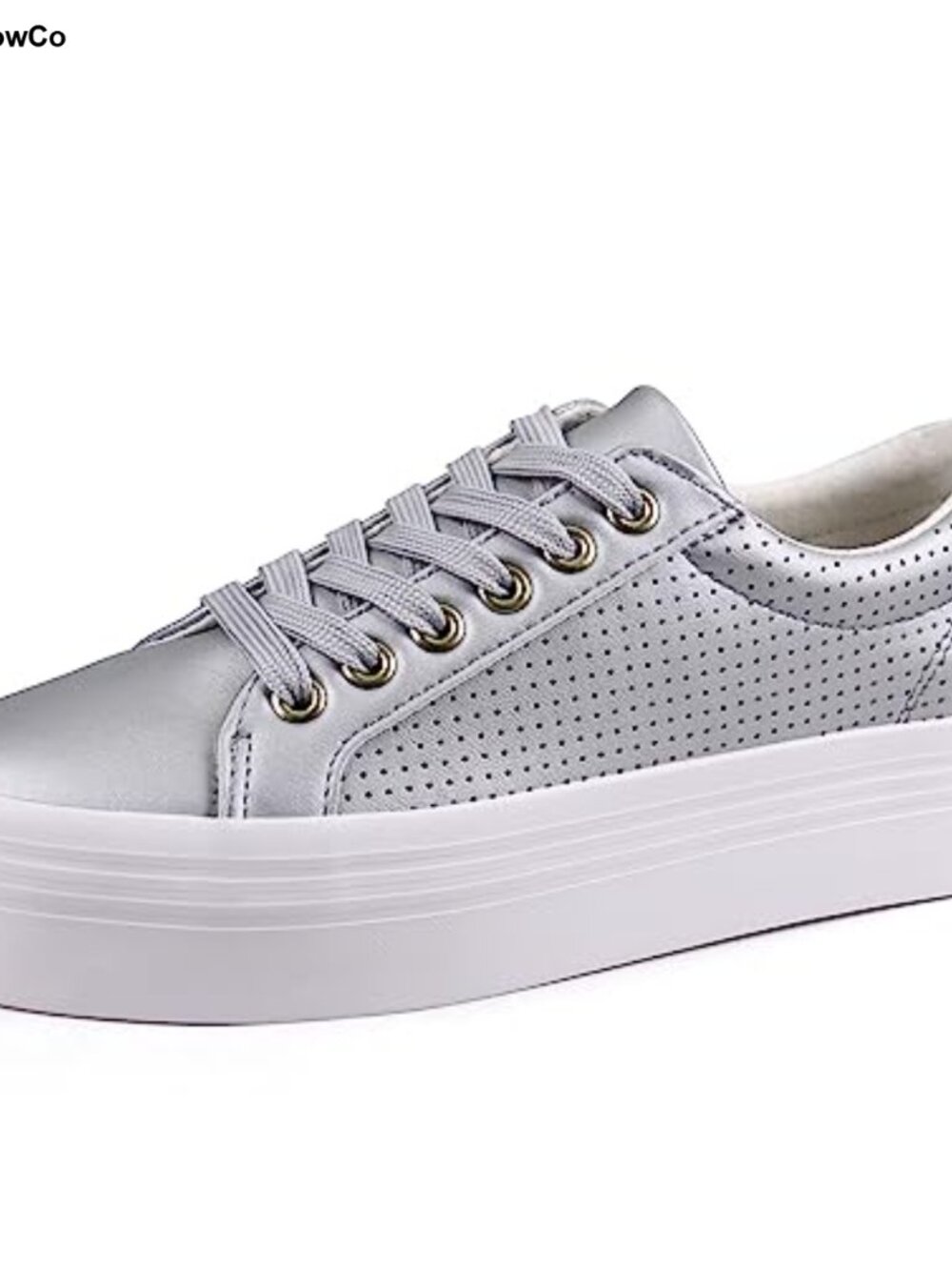 Platform Sneakers Lace Up Faux Leather Walking Shoes